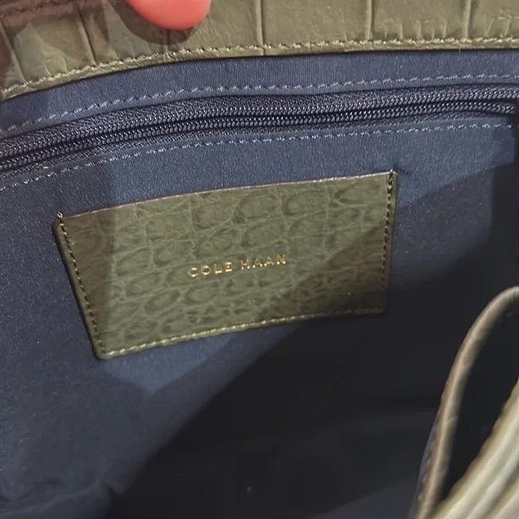 Cole Haan purse shoulder bag crossbody croc embossed leather Luxury - Picture 10 of 12